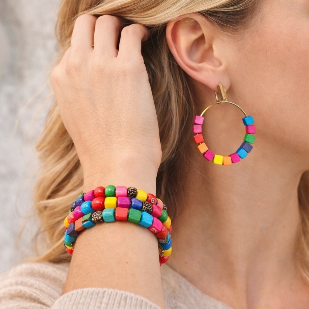 Boho Rainbow 4-Piece Jewelry Set - Bracelets & Earrings
